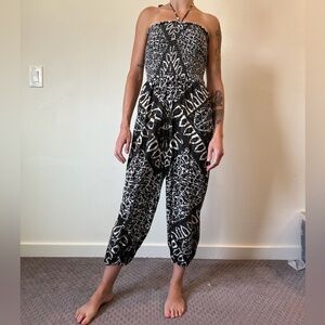 Free people black and white tribal jumpsuit - size small
